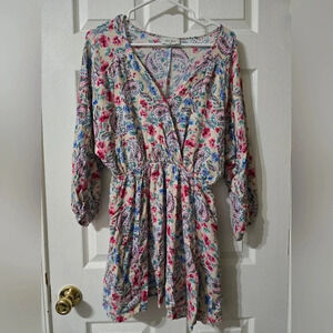 Aura The Label Paisley & Floral Print Wrap Front Mini Dress, Flowy, Lined, EUC!